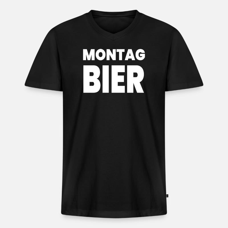 Bier - Männer Premium Bio T-Shirt mit V-Ausschnitt - Schwarz