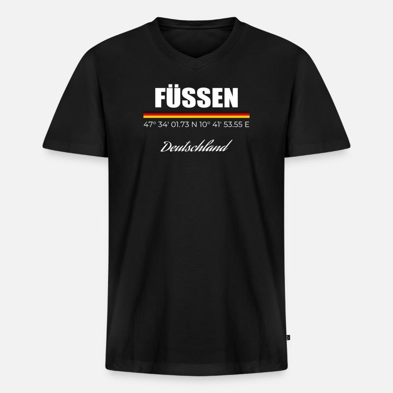 Füssen - Männer Premium Bio T-Shirt mit V-Ausschnitt - Schwarz