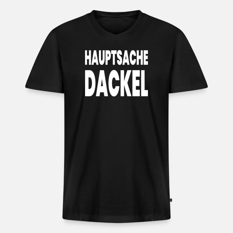 Dackel - Männer Premium Bio T-Shirt mit V-Ausschnitt - Schwarz