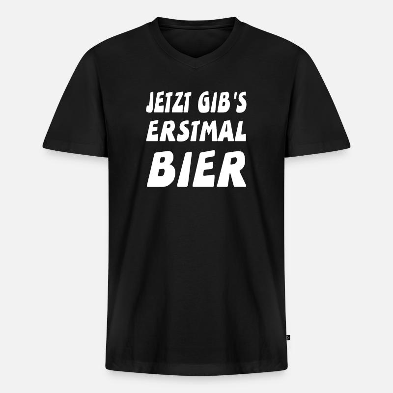 Bier - Männer Premium Bio T-Shirt mit V-Ausschnitt - Schwarz