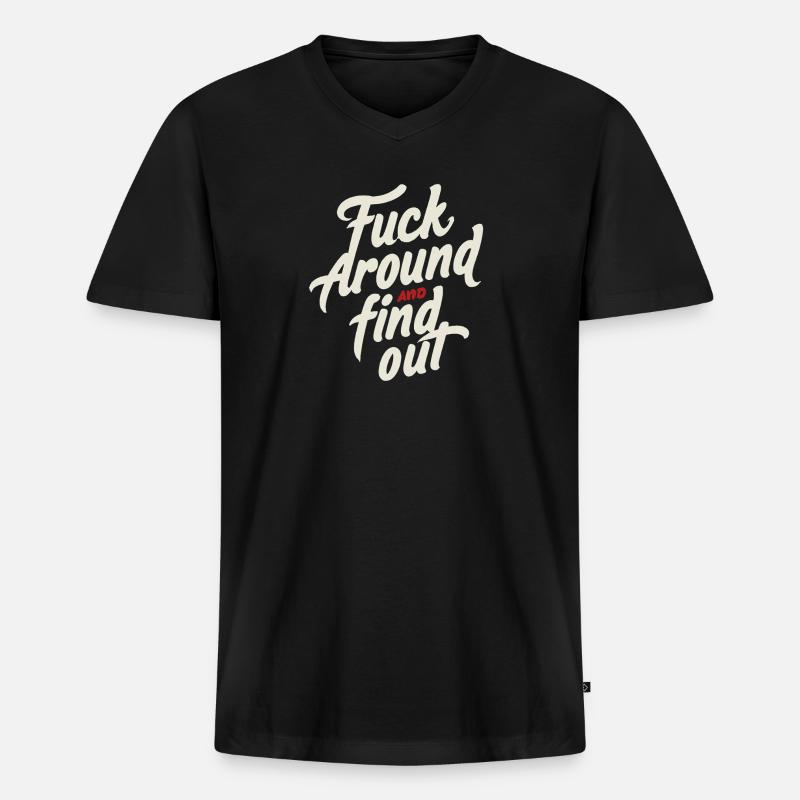 FaFo (white) - Männer Premium Bio T-Shirt mit V-Ausschnitt - Schwarz