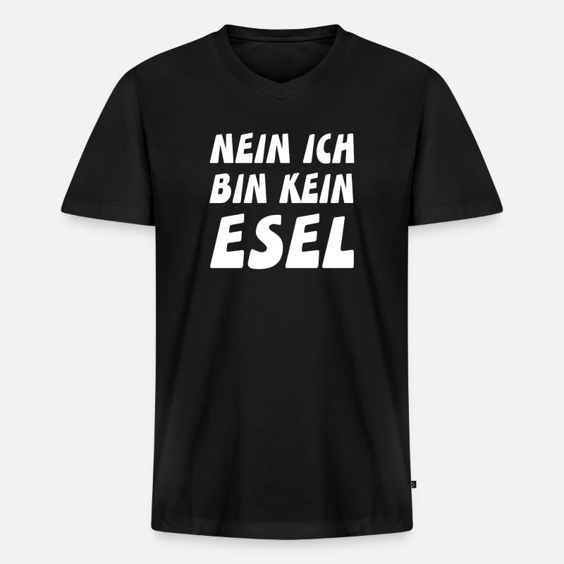 Esel - Männer Premium Bio T-Shirt mit V-Ausschnitt - Schwarz