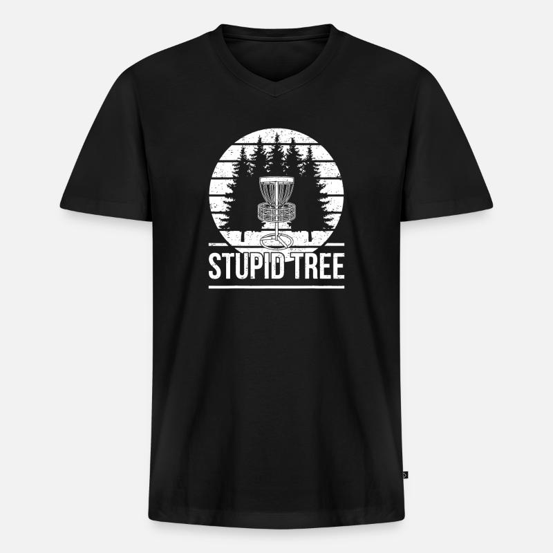 Dummer Baumwald-Tee - Männer Premium Bio T-Shirt mit V-Ausschnitt - Schwarz
