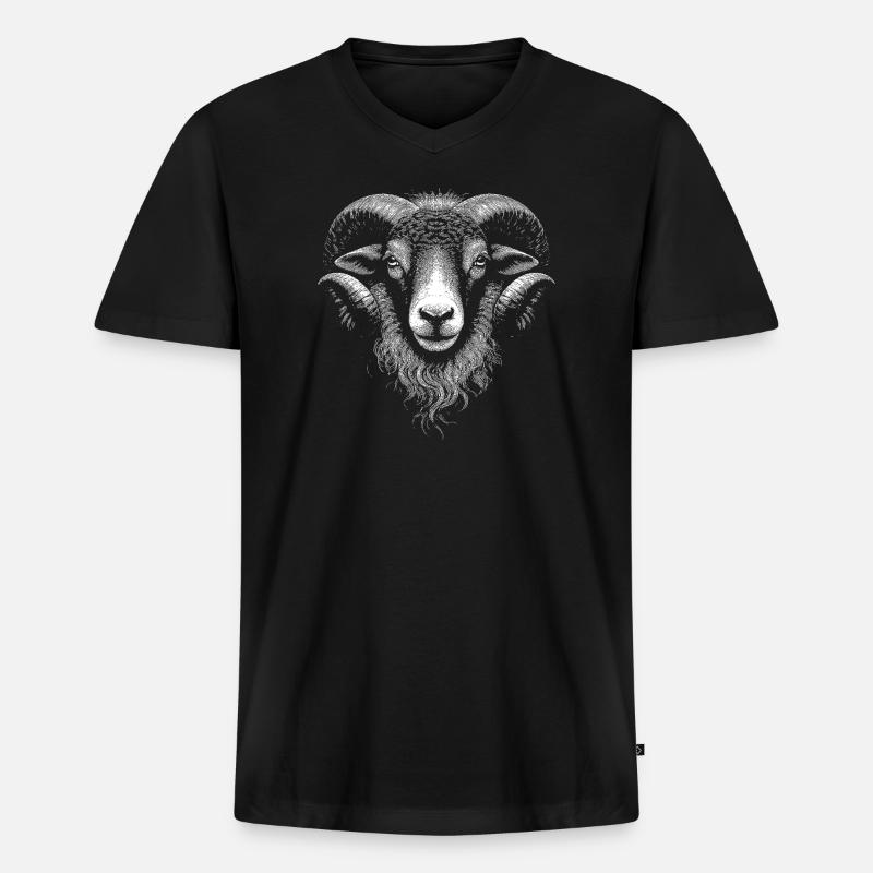 Schafbock - Männer Premium Bio T-Shirt mit V-Ausschnitt - Schwarz