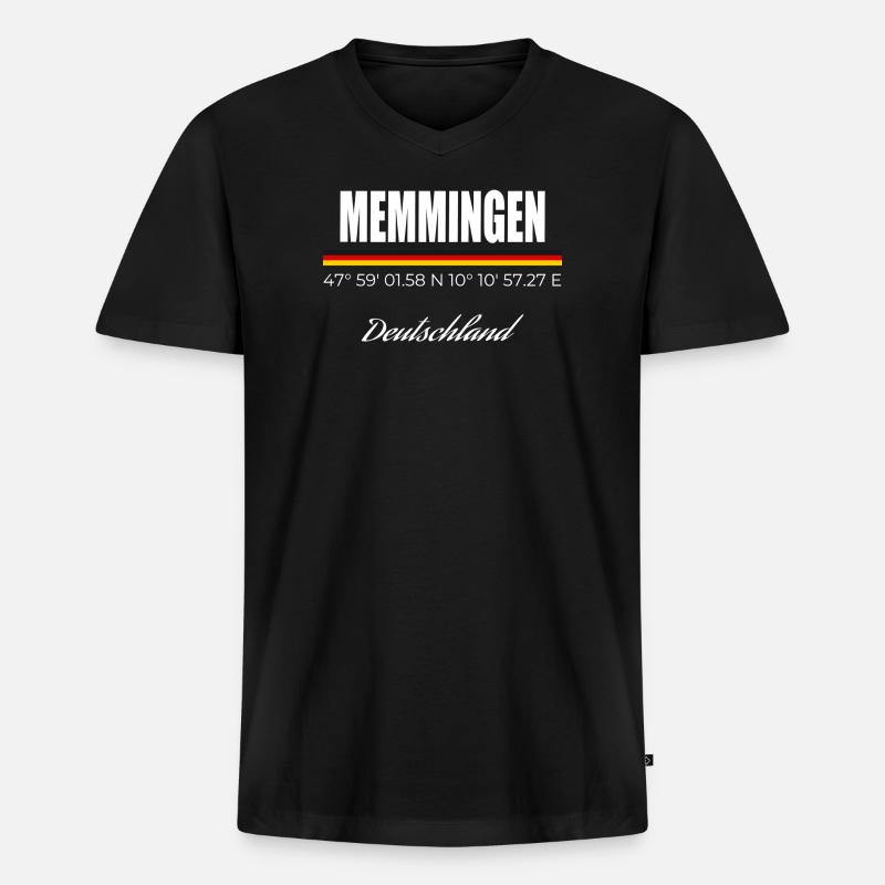 Memmingen - Männer Premium Bio T-Shirt mit V-Ausschnitt - Schwarz