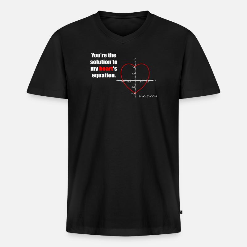 Herzgleichung auf Graph - Männer Premium Bio T-Shirt mit V-Ausschnitt - Schwarz