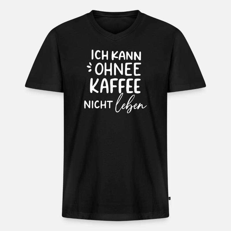 Kaffeeabhängige Lebensfreude - Männer Premium Bio T-Shirt mit V-Ausschnitt - Schwarz