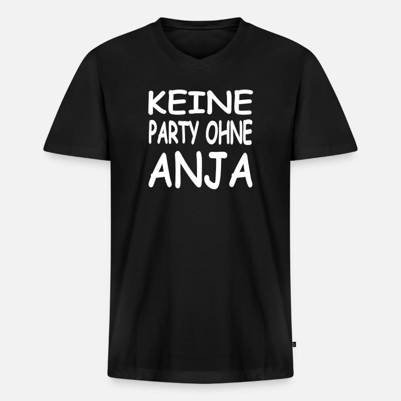 Anja - Männer Premium Bio T-Shirt mit V-Ausschnitt - Schwarz