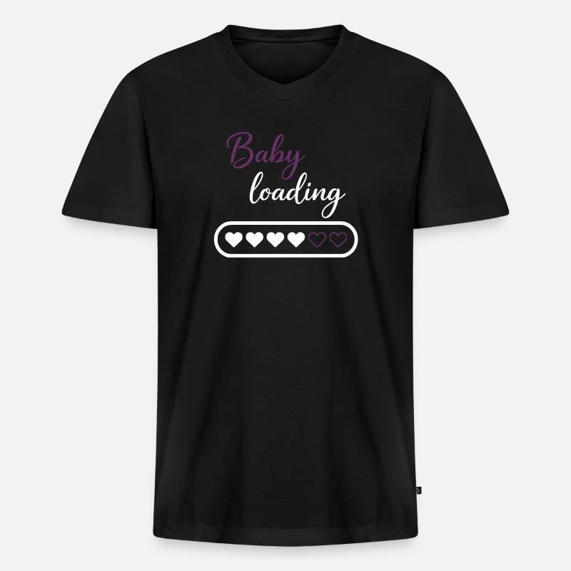Baby Loading Herzprogress - Männer Premium Bio T-Shirt mit V-Ausschnitt - Schwarz
