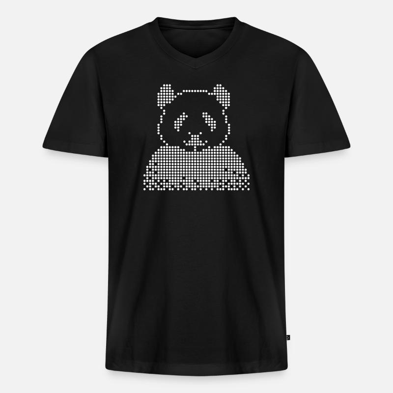 Panda Dot Art Tee - Männer Premium Bio T-Shirt mit V-Ausschnitt - Schwarz