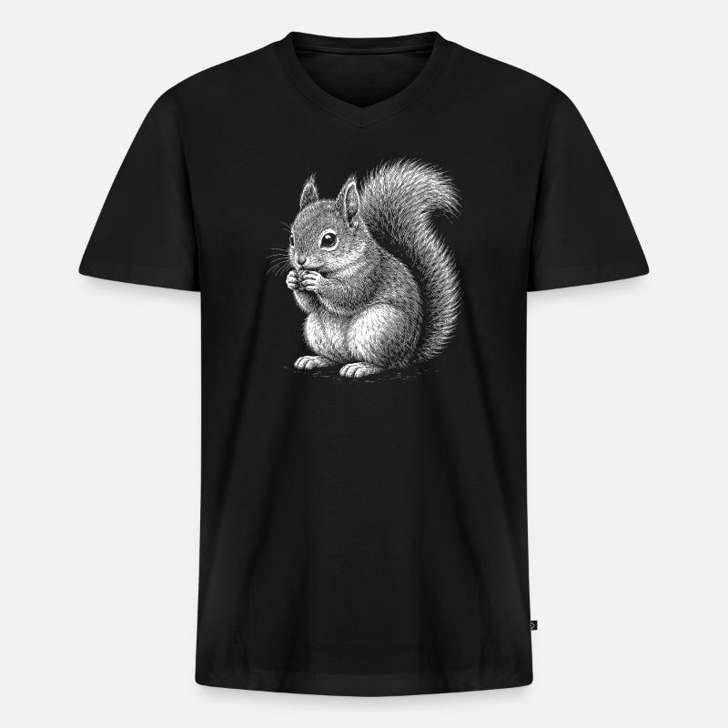Eichhörnchen - Männer Premium Bio T-Shirt mit V-Ausschnitt - Schwarz