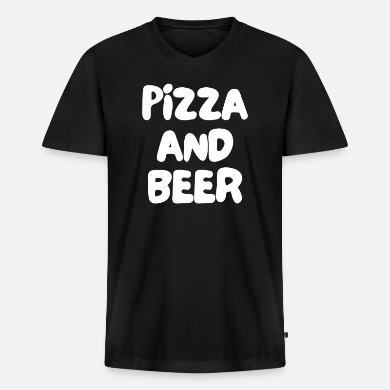 Pizza und Bier - Männer Premium Bio T-Shirt mit V-Ausschnitt - Schwarz