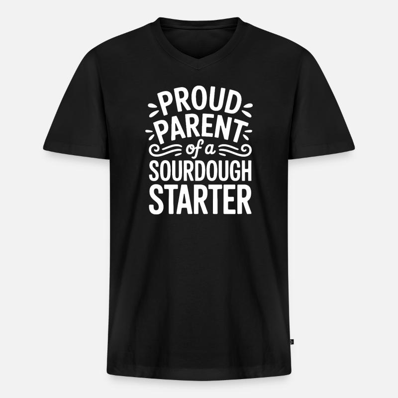 Stolzer Sauerteigstarter-Elternteil - Männer Premium Bio T-Shirt mit V-Ausschnitt - Schwarz