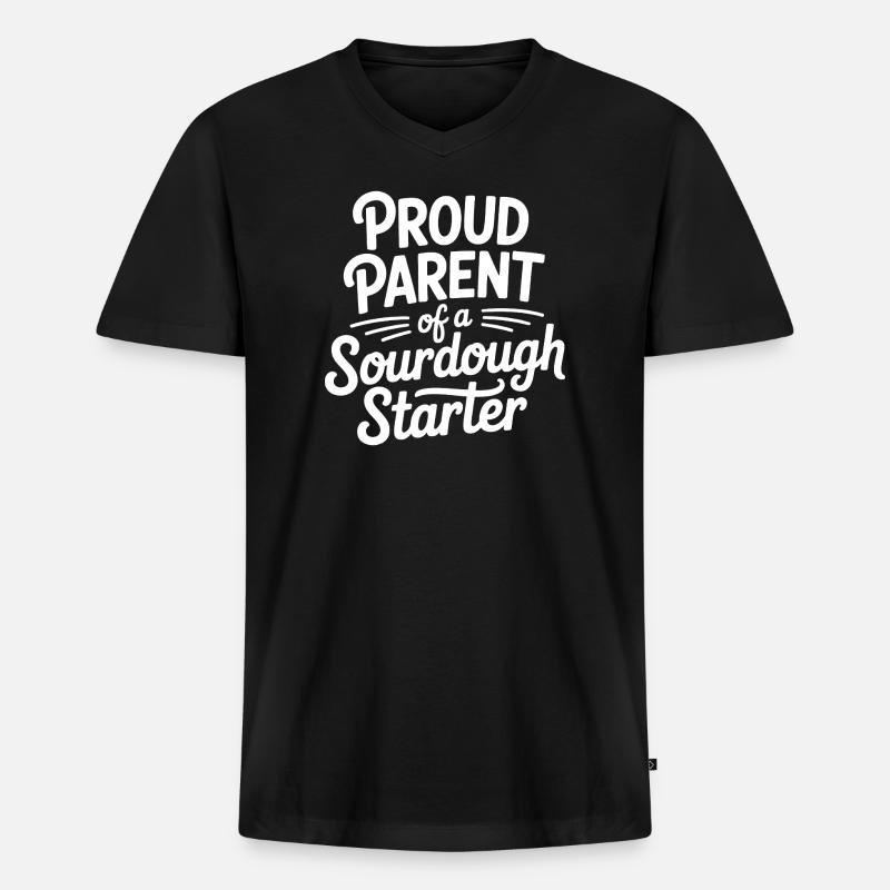 Stolzer Elternteil eines Sauerteigstarters - Männer Premium Bio T-Shirt mit V-Ausschnitt - Schwarz