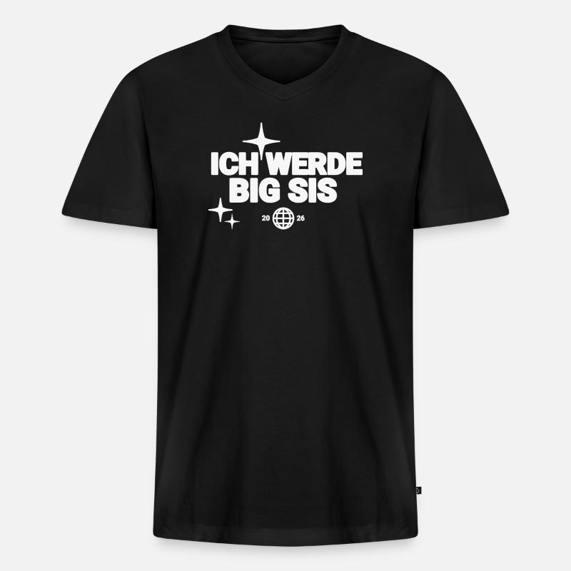 Ich Werde Big Sis - Männer Premium Bio T-Shirt mit V-Ausschnitt - Schwarz