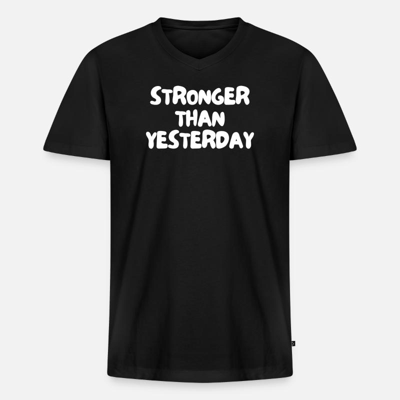 Stärker als gestern - Männer Premium Bio T-Shirt mit V-Ausschnitt - Schwarz
