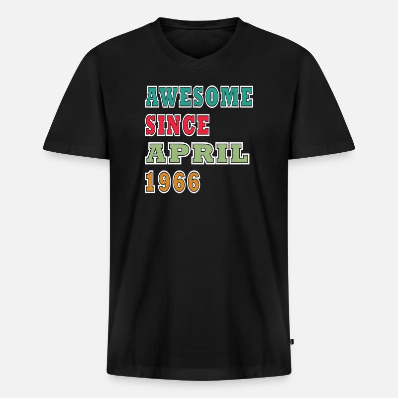 Erstaunlich seit April 1966 - Männer Premium Bio T-Shirt mit V-Ausschnitt - Schwarz