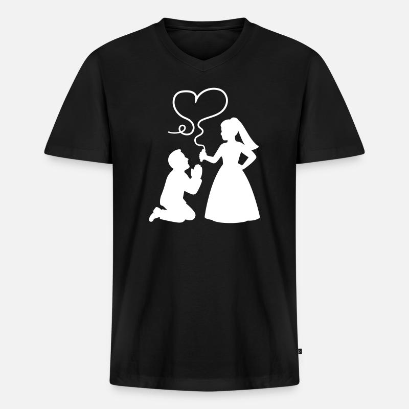 Brautpaar Ehepaar Hochzeit - Männer Premium Bio T-Shirt mit V-Ausschnitt - Schwarz
