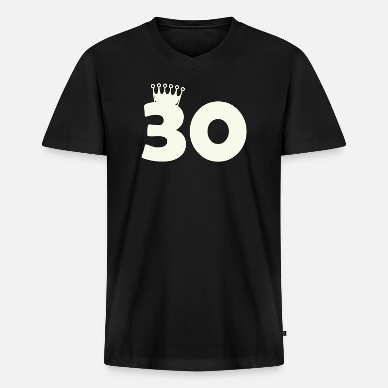 30_krone - Männer Premium Bio T-Shirt mit V-Ausschnitt - Schwarz