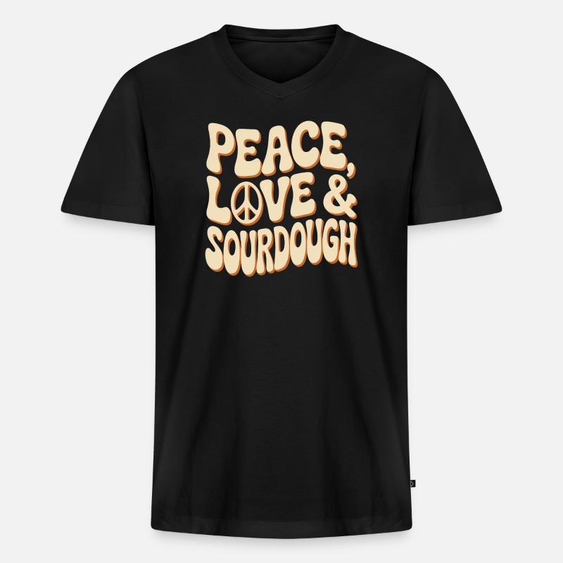 Friedensliebe Sauerteig-Tee - Männer Premium Bio T-Shirt mit V-Ausschnitt - Schwarz