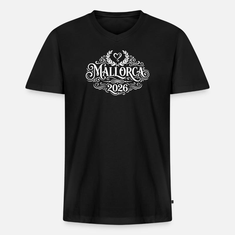 Mallorca 2026 - Männer Premium Bio T-Shirt mit V-Ausschnitt - Schwarz
