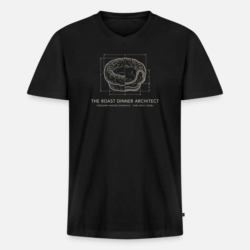 Bratendinner-Architekt – Yorkshire Pudding - Männer Premium Bio T-Shirt mit V-Ausschnitt - Schwarz