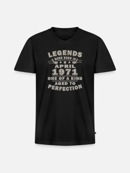 Cadeau d’anniversaire d’avril 1971 - T-shirt encolure en V Premium bio Homme - noir