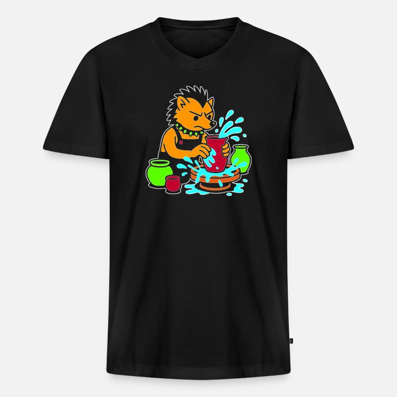 Pottery Pup Splash - Männer Premium Bio T-Shirt mit V-Ausschnitt - Schwarz