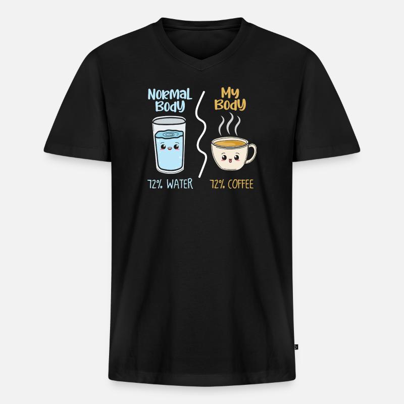 Kaffee vs Wasser 72% - Männer Premium Bio T-Shirt mit V-Ausschnitt - Schwarz