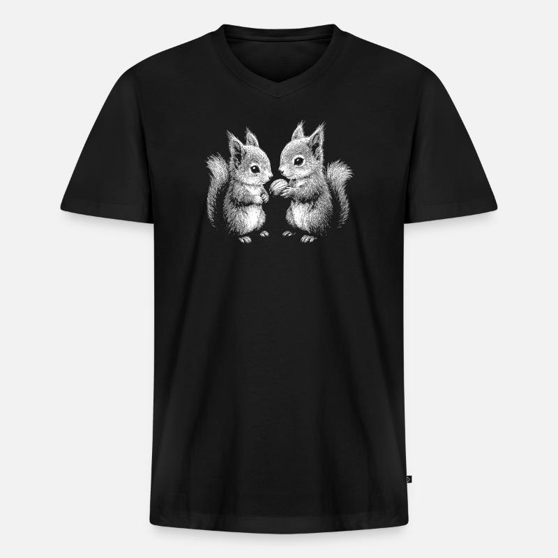 Eichhörnchen - Männer Premium Bio T-Shirt mit V-Ausschnitt - Schwarz