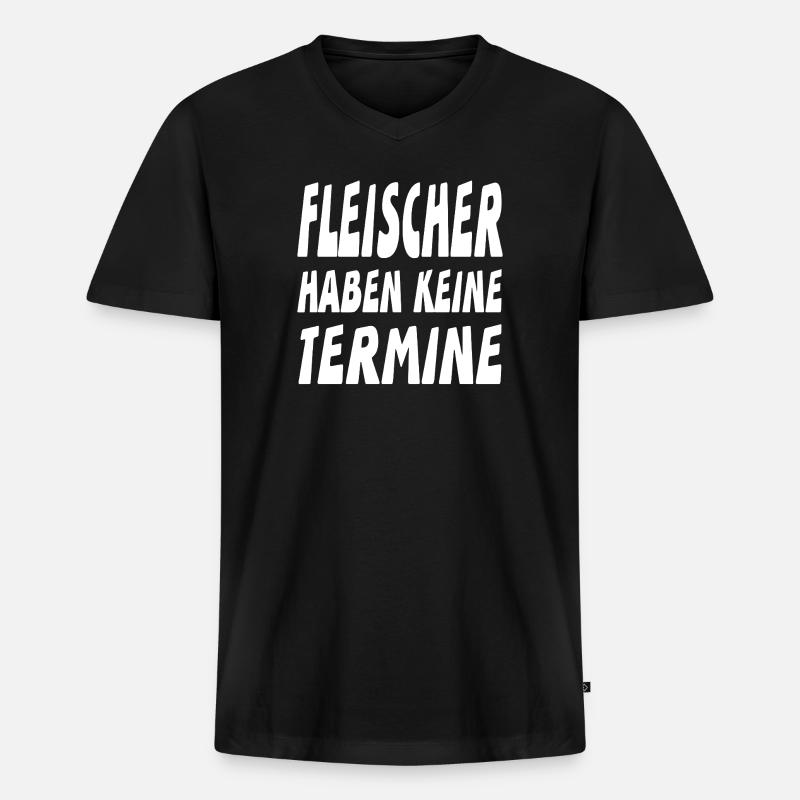 Fleischer - Männer Premium Bio T-Shirt mit V-Ausschnitt - Schwarz