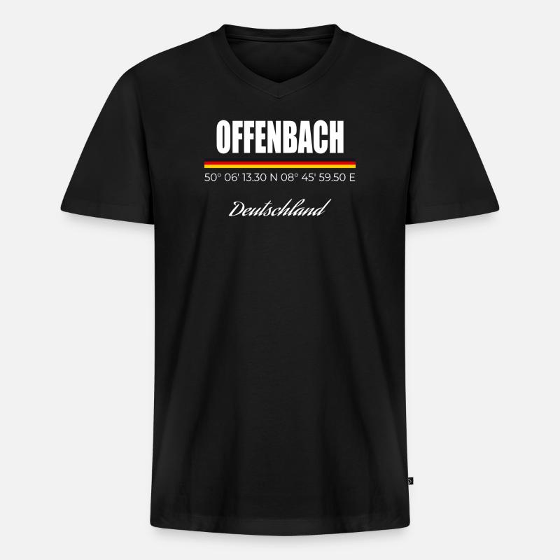 Offenbach - Männer Premium Bio T-Shirt mit V-Ausschnitt - Schwarz