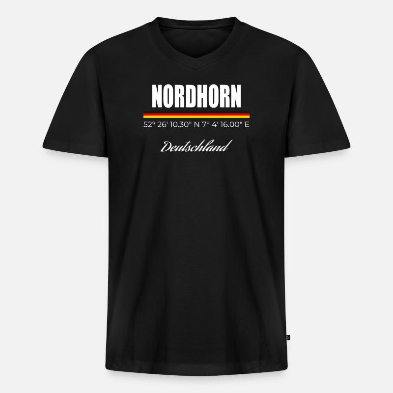 Nordhorn - Männer Premium Bio T-Shirt mit V-Ausschnitt - Schwarz