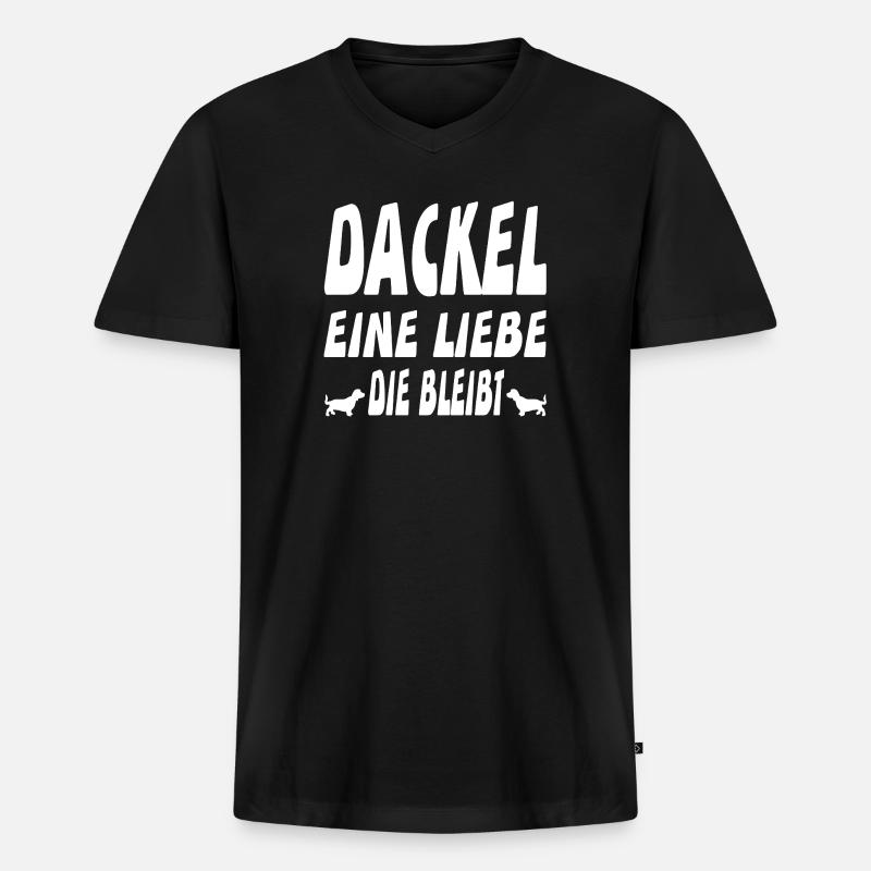 Dackel - Männer Premium Bio T-Shirt mit V-Ausschnitt - Schwarz