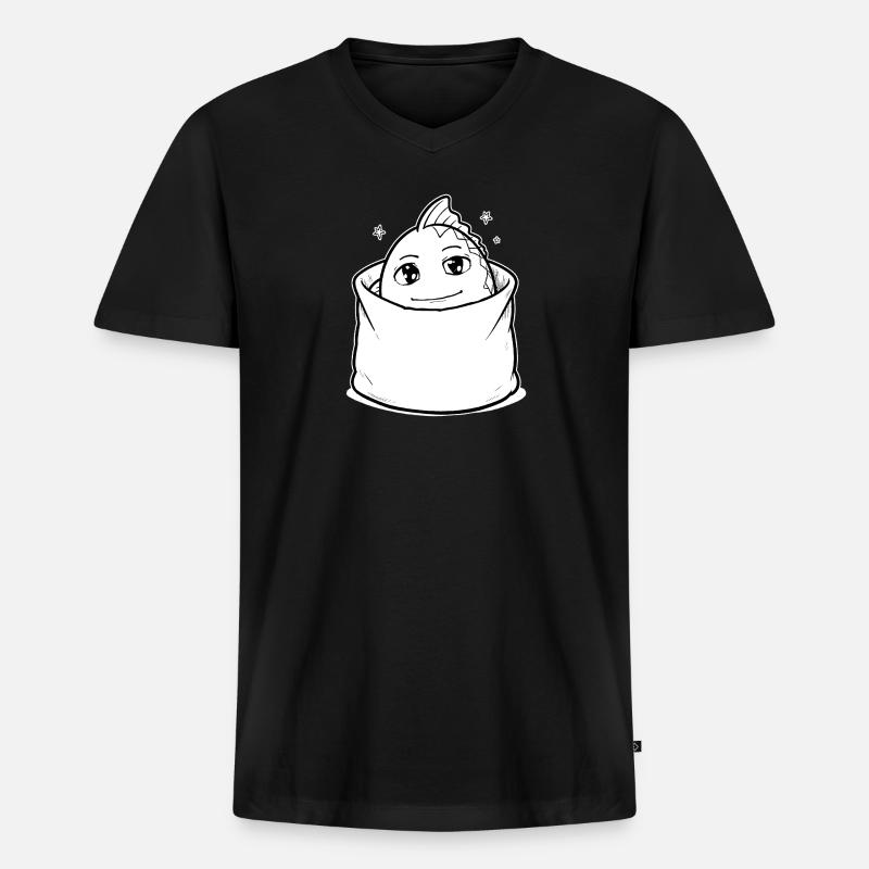 Fisch Tier Tasche - Männer Premium Bio T-Shirt mit V-Ausschnitt - Schwarz