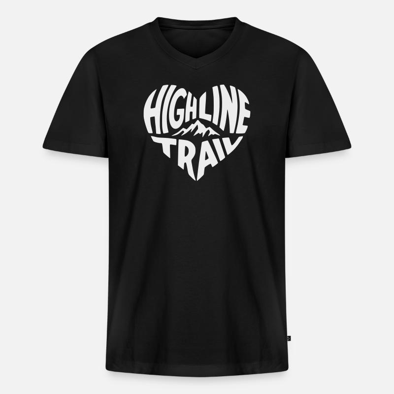 Highline Trail Bergpfad Logo - Männer Premium Bio T-Shirt mit V-Ausschnitt - Schwarz