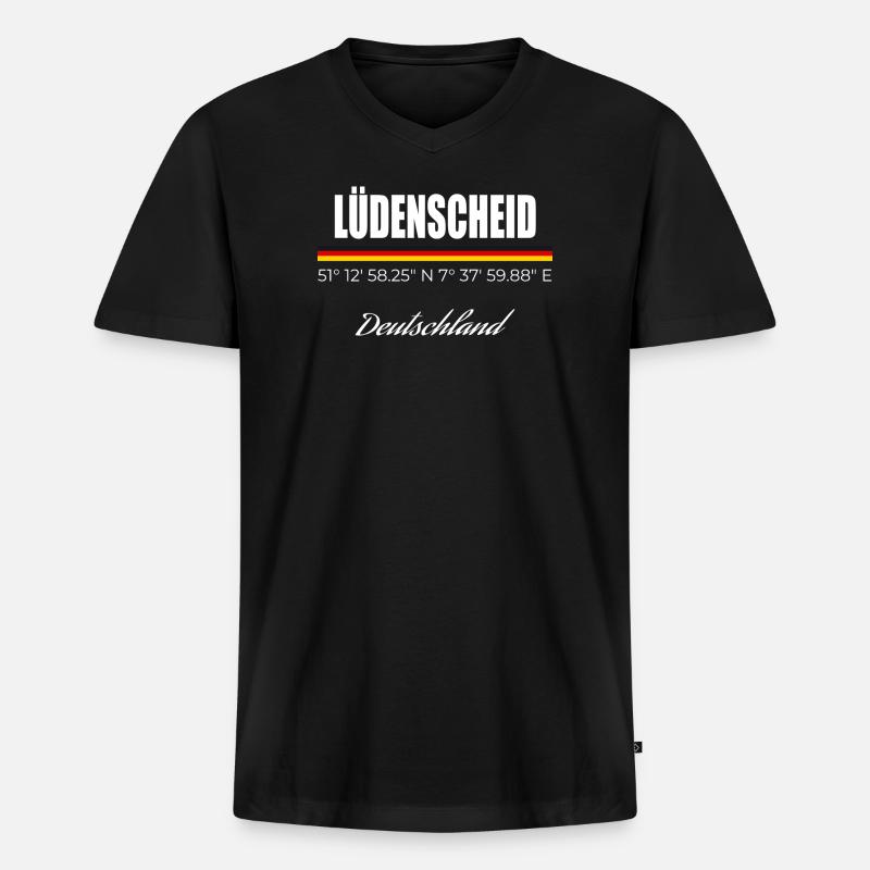 Lüdenscheid - Männer Premium Bio T-Shirt mit V-Ausschnitt - Schwarz