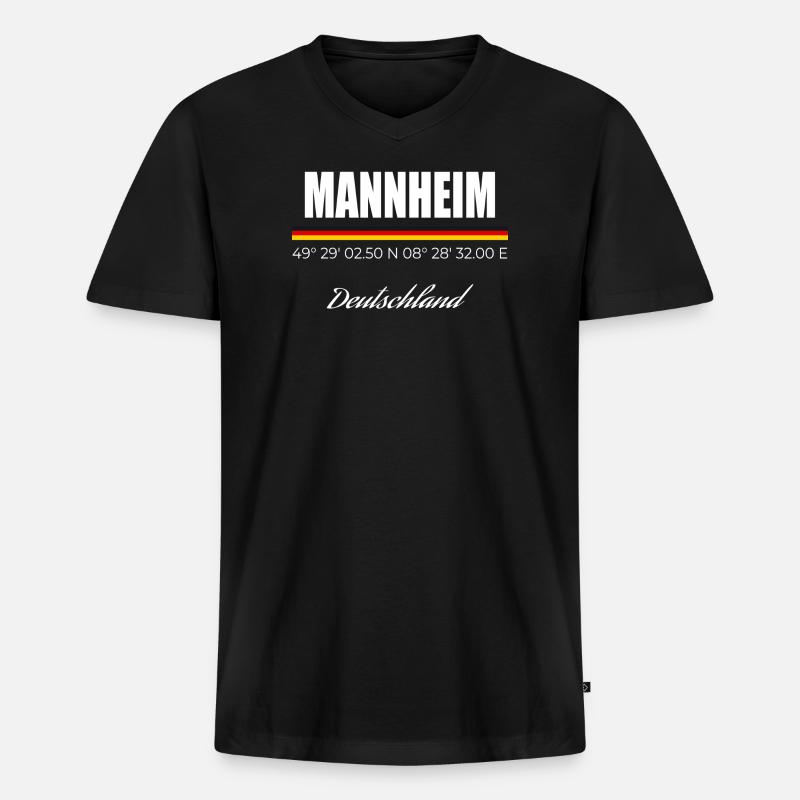 Mannheim - Männer Premium Bio T-Shirt mit V-Ausschnitt - Schwarz