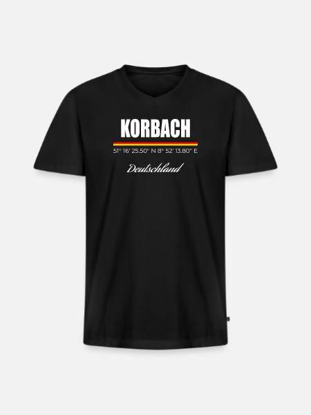 Korbach - Männer Premium Bio T-Shirt mit V-Ausschnitt - Schwarz