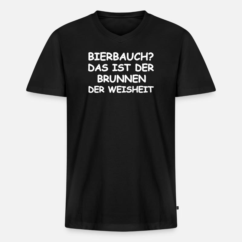 Bierbauch Spruch - Männer Premium Bio T-Shirt mit V-Ausschnitt - Schwarz