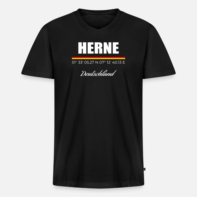 Herne - Männer Premium Bio T-Shirt mit V-Ausschnitt - Schwarz