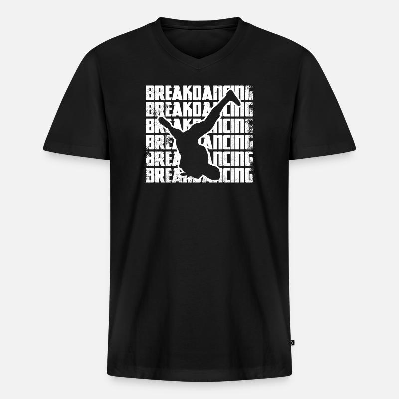 Lustiger Breakdancer - Männer Premium Bio T-Shirt mit V-Ausschnitt - Schwarz