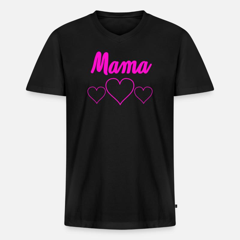 Mama Herzen Pink Herzchen Design - Männer Premium Bio T-Shirt mit V-Ausschnitt - Schwarz