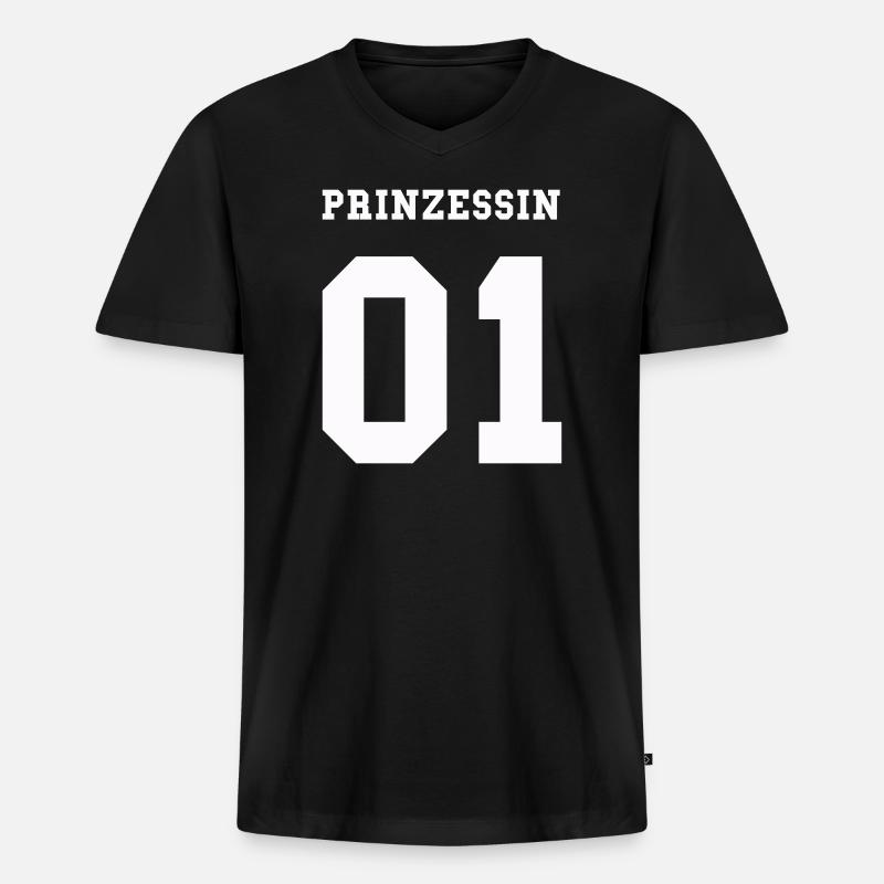 prinzessin_01- - Männer Premium Bio T-Shirt mit V-Ausschnitt - Schwarz