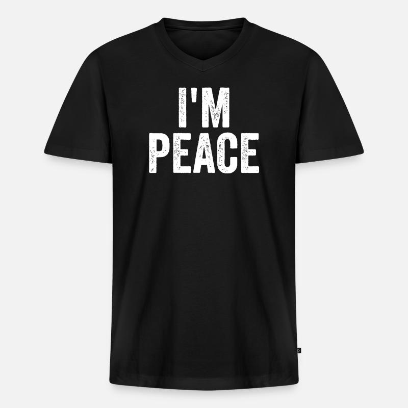 Ich bin Frieden - Männer Premium Bio T-Shirt mit V-Ausschnitt - Schwarz