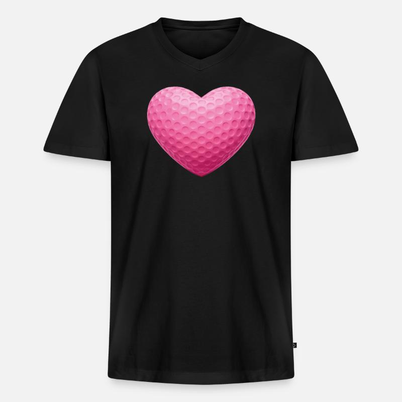 Pink Heart Golfball-Textur - Männer Premium Bio T-Shirt mit V-Ausschnitt - Schwarz