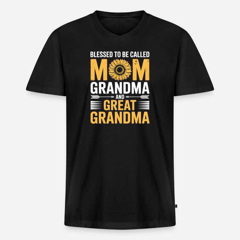 Mama Großmutter Sonnenblumen Design - Männer Premium Bio T-Shirt mit V-Ausschnitt - Schwarz