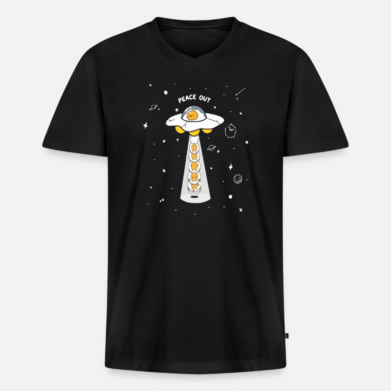 Peace Out UFO-Eier - Männer Premium Bio T-Shirt mit V-Ausschnitt - Schwarz