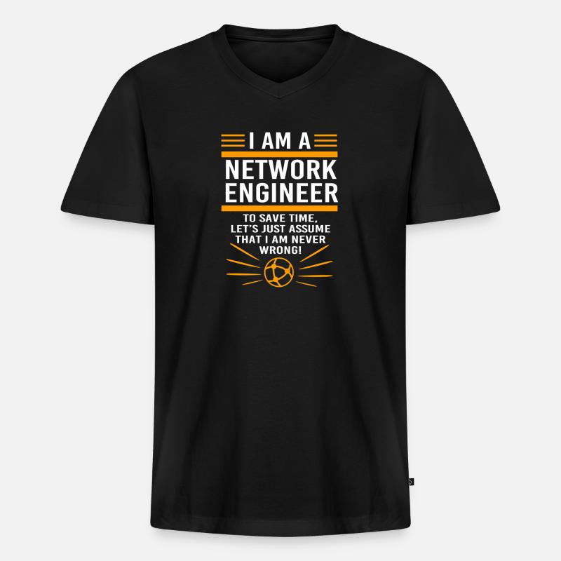 Netzwerk Informatiker Programmierer Admin - Männer Premium Bio T-Shirt mit V-Ausschnitt - Schwarz