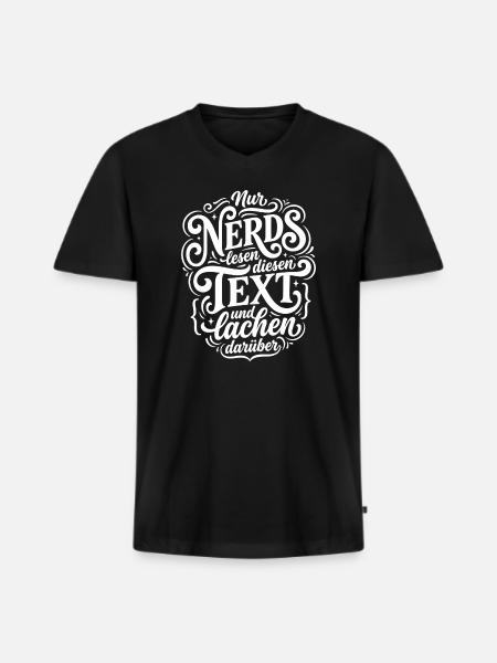Nerd liest Text Humor Spruch - Männer Premium Bio T-Shirt mit V-Ausschnitt - Schwarz